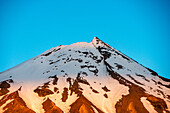 Close up of the summit of Mount Taranaki at sunset, North Island, New Zealand, Pacific