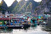 Ha Long Bay from Cat Ba island, Ha Long city in the background, UNESCO World Heritage Site, Vietnam, Indochina, Southeast Asia, Asia