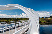 Te Rewa Rewa Bridge against a blue sky, New Plymouth, Taranaki Region, North Island, New Zealand, Pacific