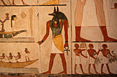 Bildnis des Gottes Anubis, Wandmalereien, Grab des Menna, TT69, Gräber der Adligen, Antikes Theben, UNESCO-Welterbe, Luxor, Ägypten, Nordafrika, Afrika