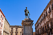 Charles V bronze statue monument in Bologni Square, Palermo, Sicily, Italy, Mediterranean, Europe