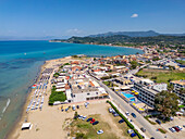 Aerial view of town and Paralia Sidari Beach, Sidari, Ionian Islands, Greek Islands, Greece, Europe