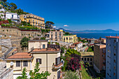 Elevated view of Naples and Mount Vesuvius in the background, Naples, Campania, Italy, Europe