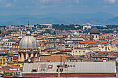 Elevated view of rooftops and church domes of Naples, Naples, Campania, Italy, Europe