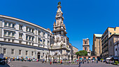 View of Guglia dell'Immacolata monument in Piazza Gesu Nuovo, Historic Centre, UNESCO World Heritage Site, Naples, Campania, Italy, Europe