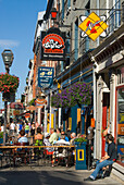 Outside cafe in Saint-Jean street in Old Quebec district, Quebec City, Quebec province, Canada, North America