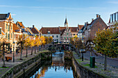 Amersfoort canal with traditional Dutch buildings on the margins, Amersfoort, Utrecht Province, The Netherlands, Europe