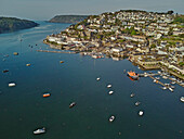 An early morning view of the town of Salcombe beside the Kingsbridge Estuary, Devon, England, United Kingdom, Europe