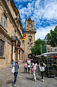 City tower in the old city center of Aix en Province, Bouches du Rhone, Provence-Alpes Maritimes-Cote d'Azur, France, Europe