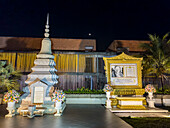 Memorial to Dr. Beat Richner at night in Siem Reap, Cambodia, Indochina, Southeast Asia, Asia