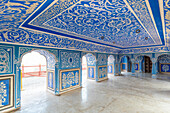 Chhavi Niwas, Das blaue Zimmer im Stadtpalast, Stadtpalast, Jaipur, Rajasthan, Indien, Südasien, Asien