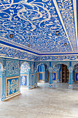 Chhavi Niwas, Das blaue Zimmer im Stadtpalast, Stadtpalast, Jaipur, Rajasthan, Indien, Südasien, Asien