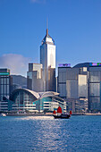 A Red Sail Junk in Hong Kong Harbour, Hong Kong, Special Administrative Region of the People's Republic of China, China, Asia