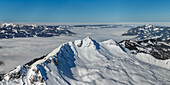 View from Nordwandsteig walk on Nebelhorn Mountain, 2224m, to Entschenkopf Mountain, 2043m, Oberstdorf, Swabia, Bavarian Alps, Bavaria, Germany, Europe