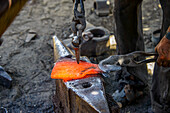 Blacksmith forging knives, Keren, Eritrea, Africa