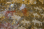 Ancient rock paintings at the Pre-Aksumite settlement of Qohaito (Koloe), Eritrea, Africa