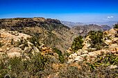 Blick über einen riesigen Canyon von der prä-aksumitischen Siedlung Qohaito (Koloe), Eritrea, Afrika