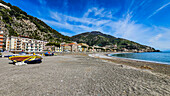 Empty beach in Minori, The Amalfi Coast, UNESCO World Heritage Site, Campania, Italy, Europe