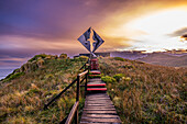 Monument of Cape Horn, southern most point in South America, Hornos island, Tierra del Fuego, Chile, South America