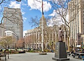 The statue of Dr Sun Yat-sen in Columbus Park, Chinatown, Manhattan, New York City United States of America, North America