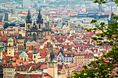 Elevated view of Old Town as seen from Petrin Hill, UNESCO World Heritage Site, Prague, Czechia, Europe