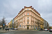 Residential building at Namesti Jirho z Podebrad square, Vinohrady, Prague, Czech Republic (Czechia), Europe