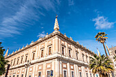 Das Archivo General de Indias (Generalarchiv der Indias), UNESCO-Weltkulturerbe, Plaza del Triunfo, Sevilla, Andalusien, Spanien, Europa