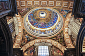 Detail of the Baptismal Chapel Dome, located within Saint Peter's Basilica in Vatican City, the papal enclave in Rome, UNESCO World Heritage Site, Rome, Lazio, Italy, Europe