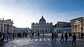 View of St. Peter's Square, Vatican City, UNESCO World Heritage Site, the papal enclave, seen from Via della Conciliazione (Road of the Conciliation), a thoroughfare in the Rione of Borgo within Rome, Lazio, Italy, Europe