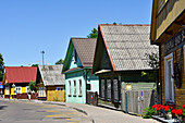 Traditionelle Holzhäuser in Trakai, Litauen, Europa