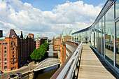 Terrasse des Ameron Hotel Speicherstad, Stadtteil HafenCity, Hamburg, Deutschland, Europa