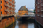 Police station (Hafenpolizeiwache) at the entrance of the Kehrwiederfleet canal in the Speicherstadt (City of Warehouses), HafenCity district, Hamburg, Germany, Europe