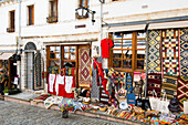 Tourist shop front in Gjirokaster (Gjirokastra), Municipality of Southern Albania, UNESCO World Heritage Site, Albania, Europe