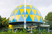 Gas station seen from inside a vehicle on the highway approaching Tirana, Albania, Europe