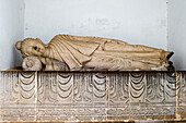 The sleeping Buddha, Dhauligiri Shanti Stupa (Dhauli Peace Pagoda), completed in 1972 with the collaboration of Nippon Buddha Sangha, atop Dhauli Hills on site of ancient temple, Bhubaneswar, Odisha, India, Asia