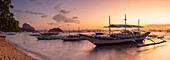 Corong Corong Beach at sunset, El Nido, Bacuit Bay, Palawan, Philippines, Southeast Asia, Asia