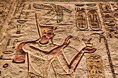 Wandrelief eines ägyptischen Pharaos, Grabmal von Ramses III, KV11, Tal der Könige, Antikes Theben, UNESCO-Welterbe, Luxor, Ägypten, Nordafrika, Afrika