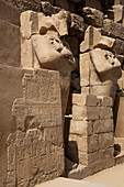 Basrelief mit Hieroglyphen und Statuen, Karnak-Tempelkomplex, UNESCO-Welterbe, Luxor, Ägypten, Nordafrika, Afrika