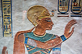 Bildnis des Pharaos, Basrelief, Grab des Fürsten Amenherkhepshef (Amenkopshef), QV55, Tal der Königinnen, Antikes Theben, UNESCO-Welterbe, Luxor, Ägypten, Nordafrika, Afrika