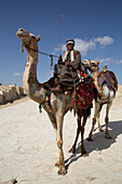 Man and Camel, Giza Pyramid Complex, UNESCO World Heritage Site, Giza, Egypt, North Africa, Africa