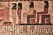 Hieroglyphen, Malereien und Reliefs, Grab der Nefertari, QV66, Tal der Königinnen, Antikes Theben, UNESCO-Welterbe, Luxor, Ägypten, Nordafrika, Afrika