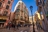 Blick auf Can Forteza Rey am Placa del Marques del Palmer, Palma de Mallorca, Mallorca, Balearen, Spanien, Mittelmeer, Europa