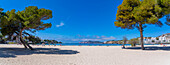 View of beach and hotels in Santa Ponsa, Majorca, Balearic Islands, Spain, Mediterranean, Europe