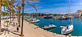 View of boats in Port Manacor, Porto Cristo, Majorca, Balearic Islands, Spain, Mediterranean, Europe