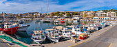 View of boats in the harbour at Cala Rajada, Majorca, Balearic Islands, Spain, Mediterranean, Europe