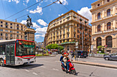 View of architecture and Vittorio Emanuele II Monument in Piazza Bovio, Corso Umberto I, Naples, Campania, Italy, Europe