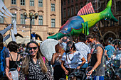 Parade of puppets from Marián Square to Old Town Square during the Prague Street Theatre Festival Behind the Door, Prague, Czech Republic