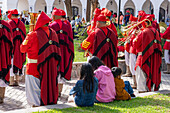 The band of the Infernales de Guemes, 5th Mountain Exploration Cavalry Regiment, play at a festival in Cachi, Argentina. Uniforms copy those worn by the original gaucho militia of General Guemes in 1815.