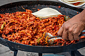 Taco-Herstellung auf einem Festival in Mapimi, Mexiko.