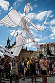 Parade of puppets from Marián Square to Old Town Square during the Prague Street Theatre Festival Behind the Door, Prague, Czech Republic